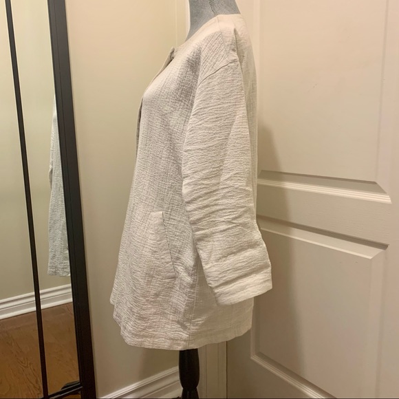 Eileen Fisher beige off-white bone linen organic cotton jacket blazer - Picture 5 of 11